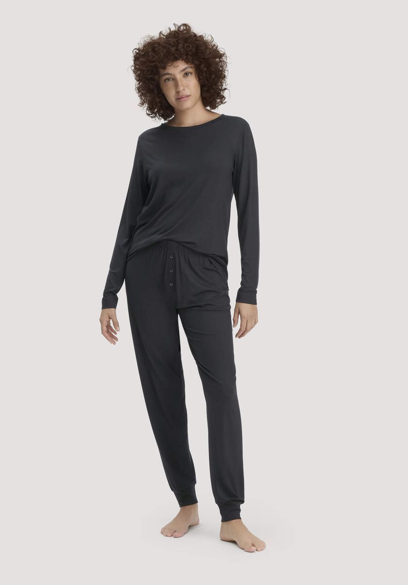 hessnatur Damen Pyjama PURE FLOW aus TENCEL™ Modal - schwarz - Größe 34