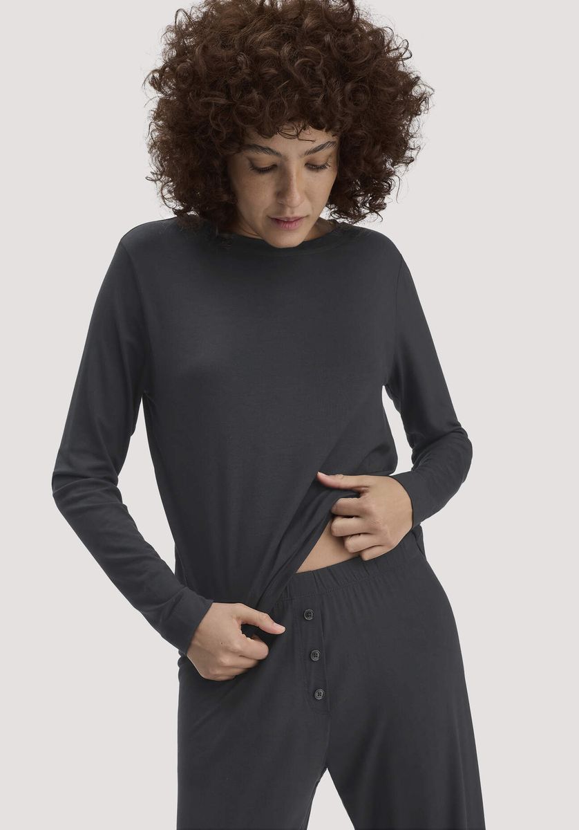 hessnatur Damen Pyjama PURE FLOW aus TENCEL™ Modal - schwarz - Größe 34