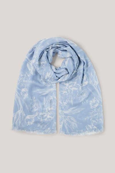 Someday Modal Schal mit Blumenmuster in Hellblau mit Fransen