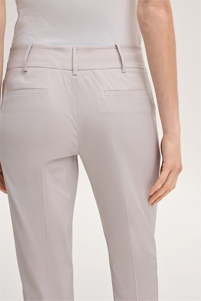 Baumwollstretch Beige Knöchellange Hose mit Umschlag