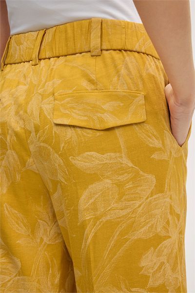 Palazzo-Hose aus Viskose-Leinenmischung in Gelb mit Blumendruck