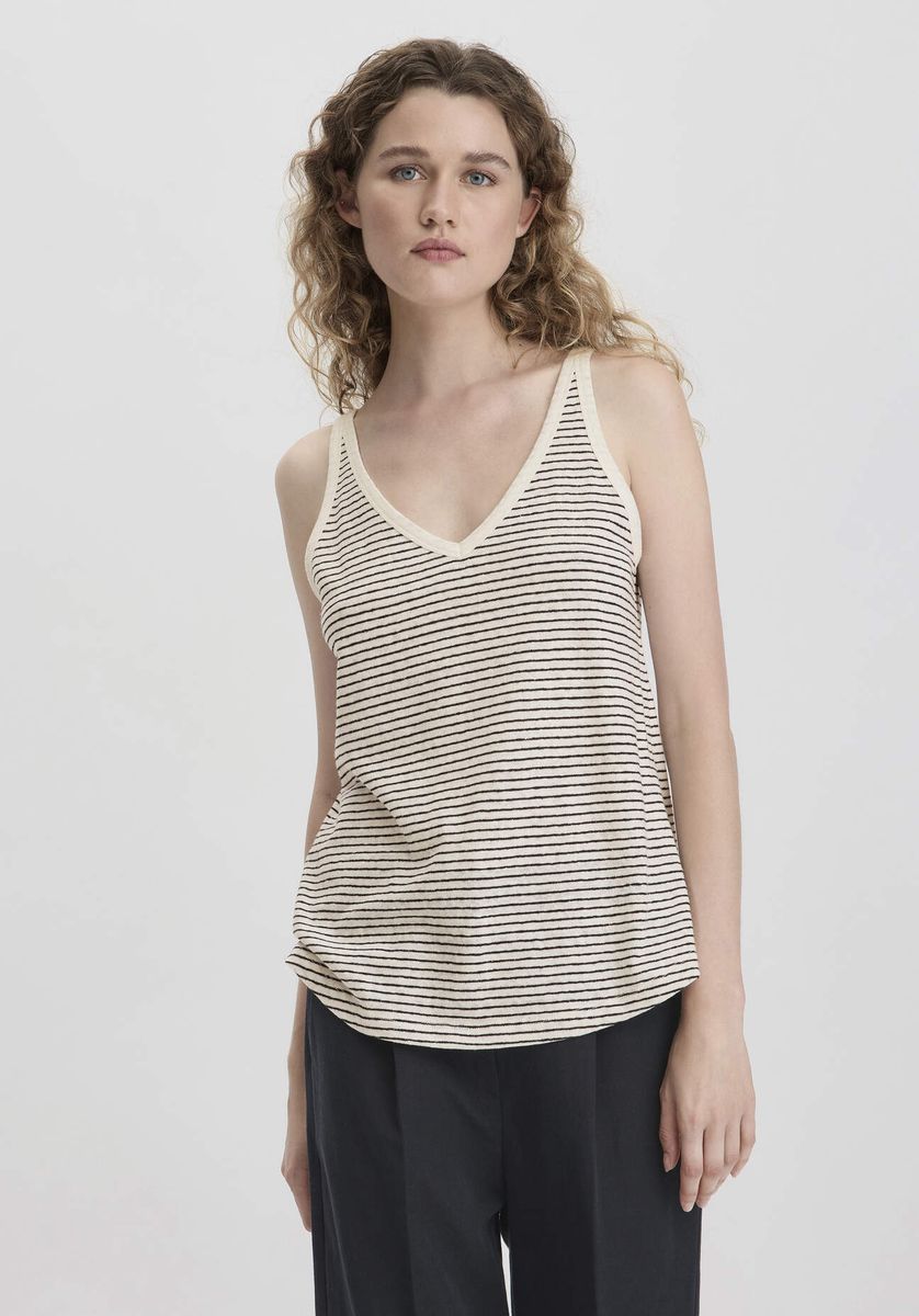 Gestreiftes Tanktop aus Leinenmischjersey