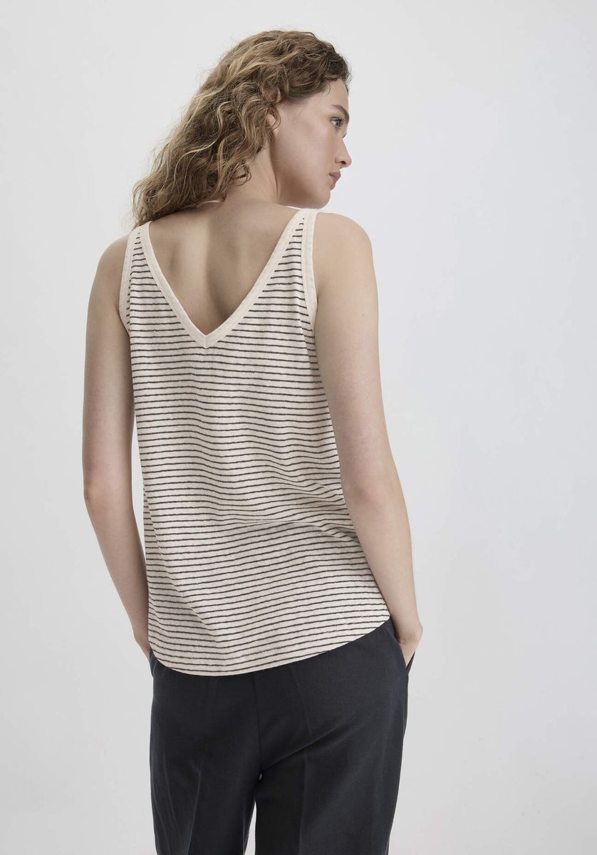 Gestreiftes Tanktop aus Leinenmischjersey