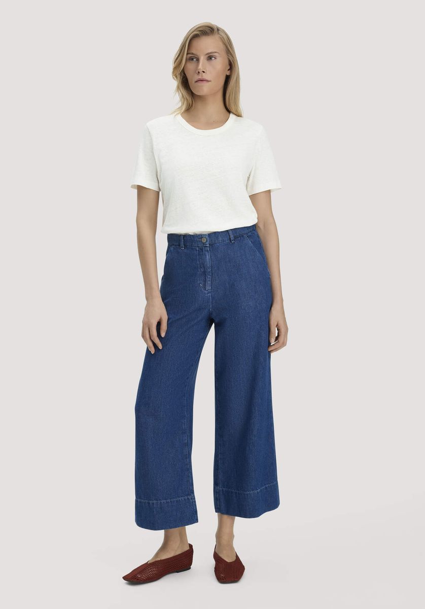 Lässiges Leinenmischungs-T-Shirt