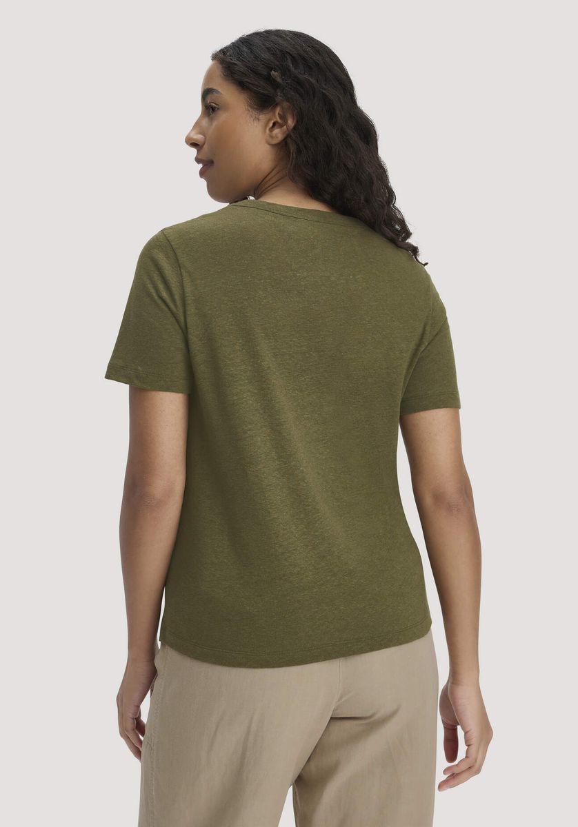 Lässiges Leinenmischungs-Rundhals-Shirt