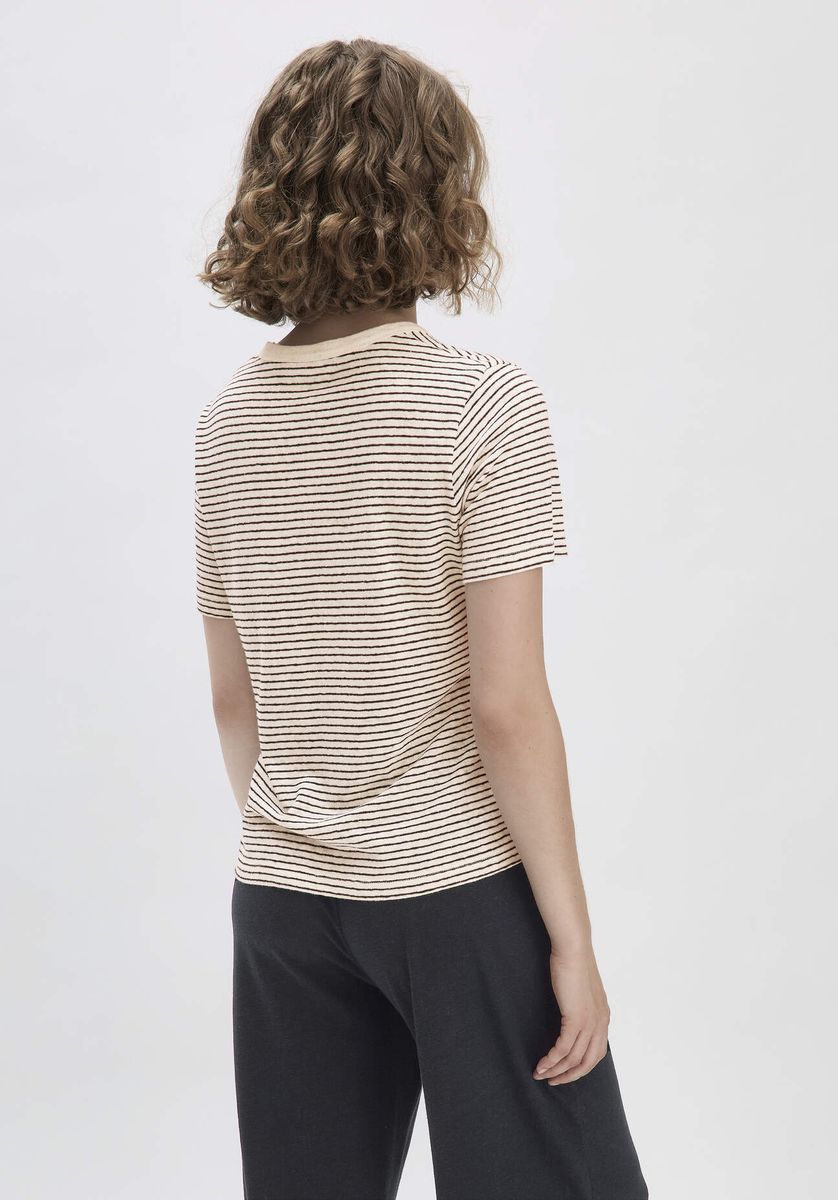 Lässiges Streifen-T-Shirt aus Leinenmischung