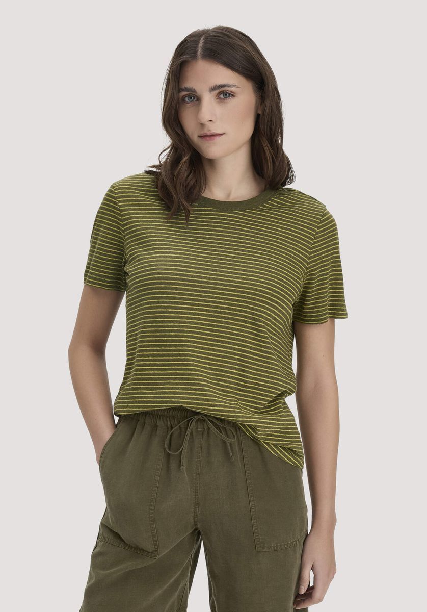 Lässiges Streifen-T-Shirt aus Leinenmischung