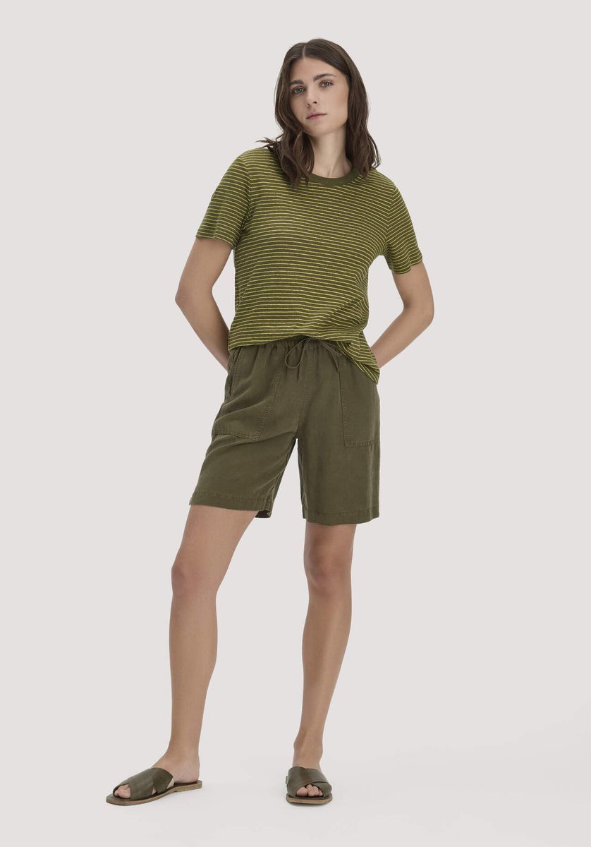 Lässiges Streifen-T-Shirt aus Leinenmischung