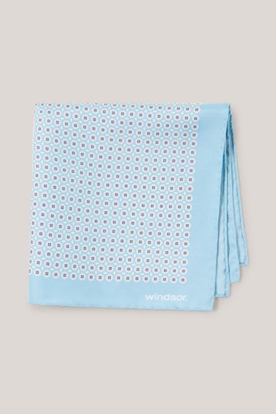Windsor Hellblaues Seiden Einstecktuch Geometrisches Muster Eleganter Stil