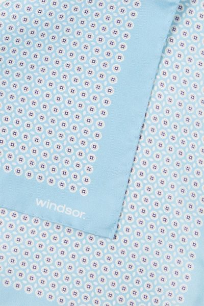 Windsor Hellblaues Seiden Einstecktuch Geometrisches Muster Eleganter Stil