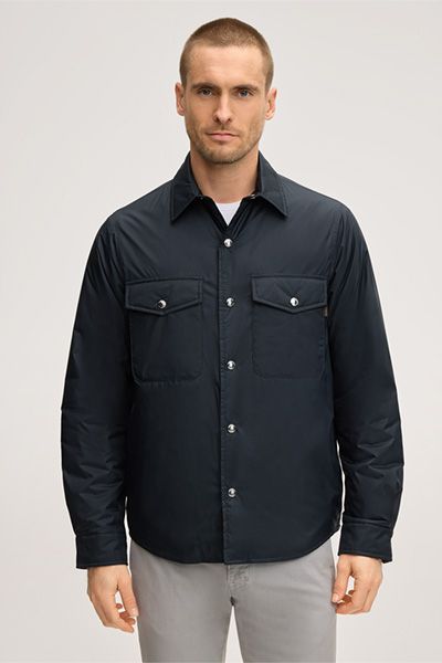 Shirtjacke Paride Navy Blau Nylon mit Knöpfen und Brusttaschen