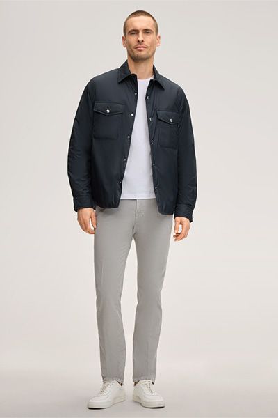 Shirtjacke Paride Navy Blau Nylon mit Knöpfen und Brusttaschen