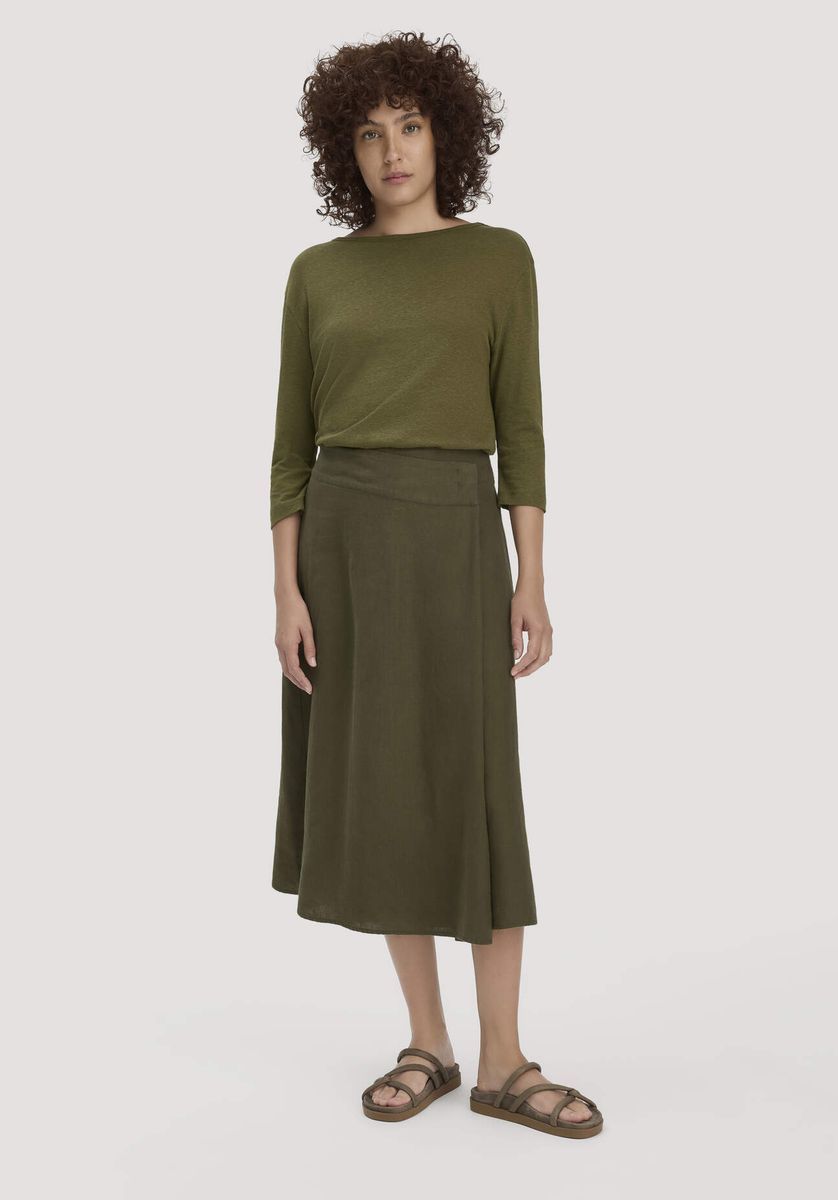 Lässiges Leinenmischgewebe 3/4-Arm Oberteil