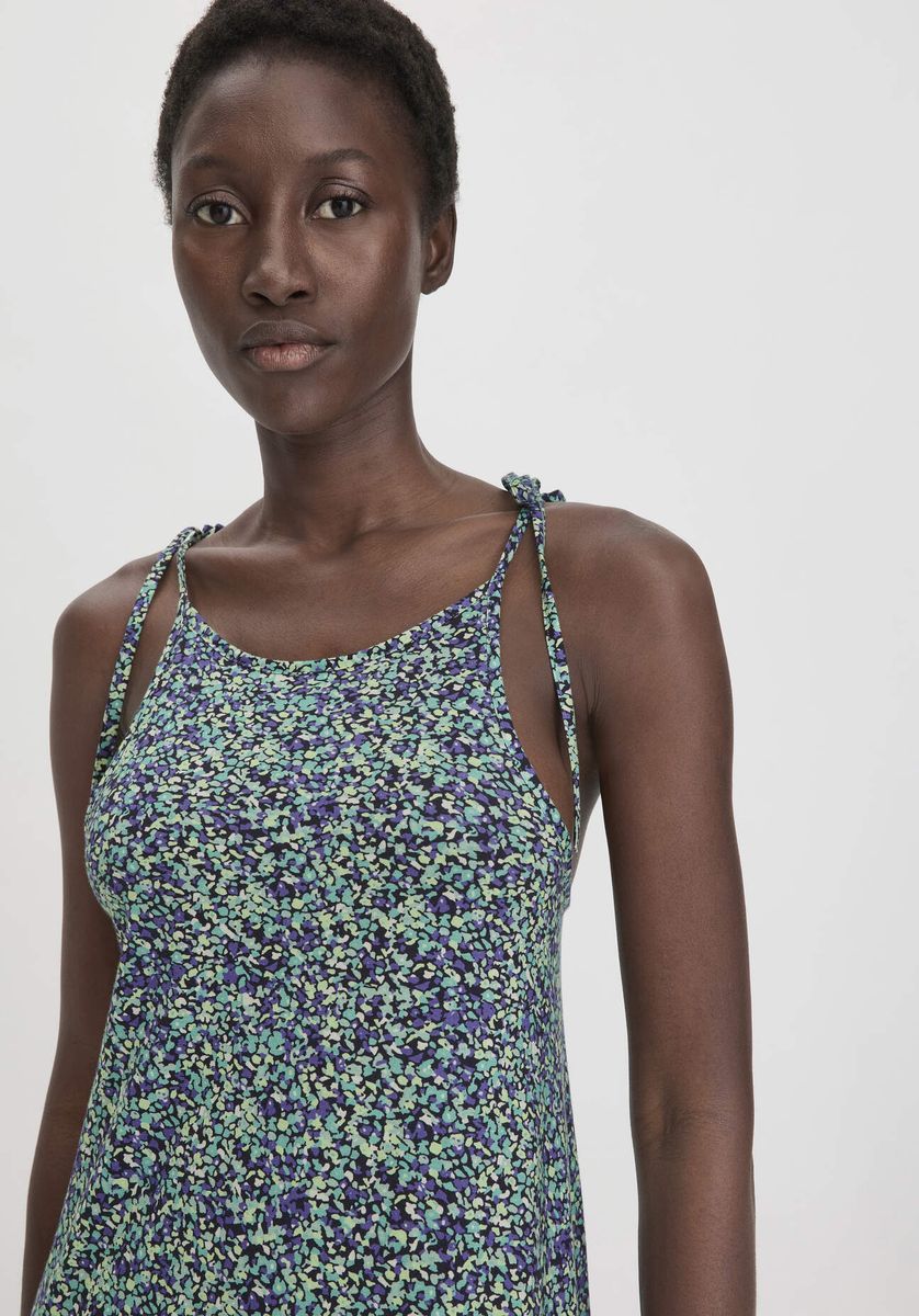 Geblümtes Midi-Kleid mit Bindebändern