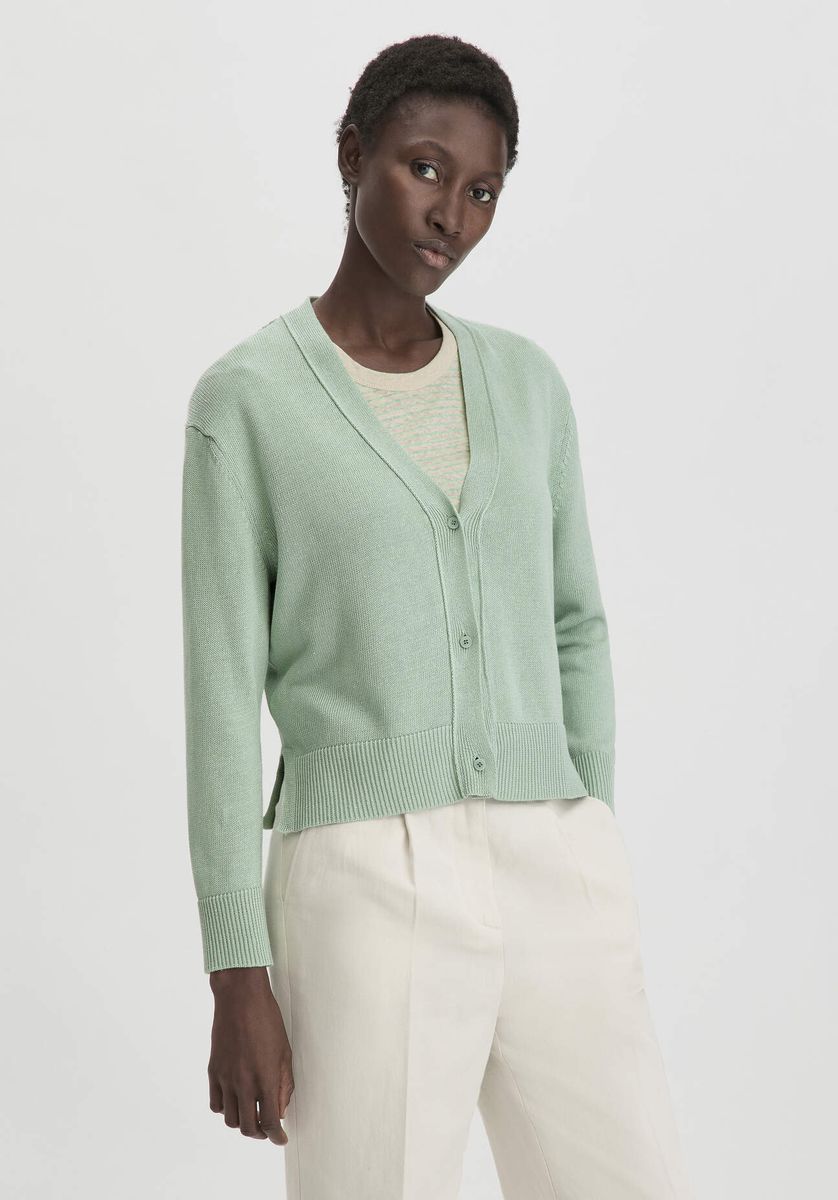 Strickjacke in Relaxed Fit aus Baumwolle Leinen