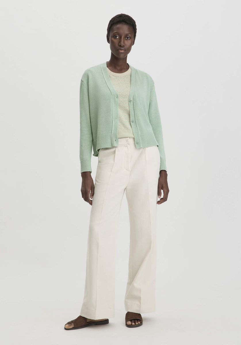 Strickjacke in Relaxed Fit aus Baumwolle Leinen