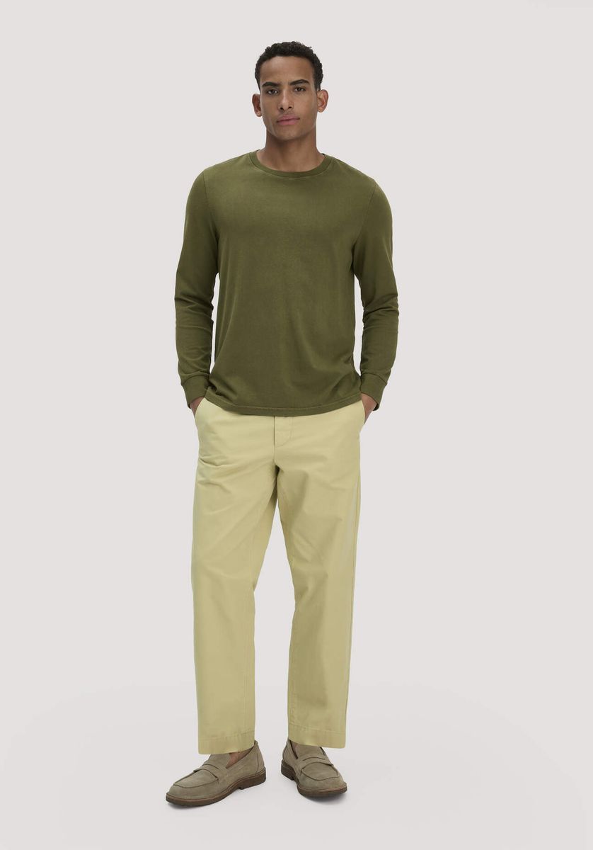 hessnatur Herren Heavy Jersey Longsleeve Relaxed aus Bio-Baumwolle - grün - Größe 46