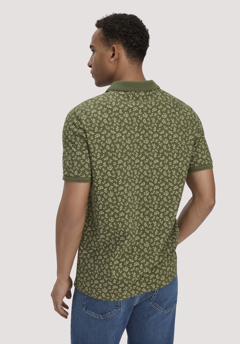 hessnatur Herren Print Piqué Polo Relaxed aus Bio-Baumwolle - grün - Größe 46