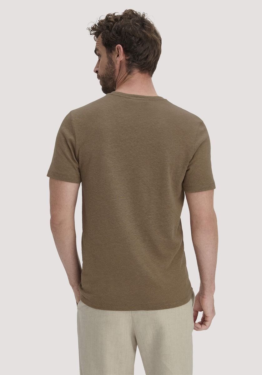 Klassisches Leinenmisch-T-Shirt mit kurzen Ärmeln