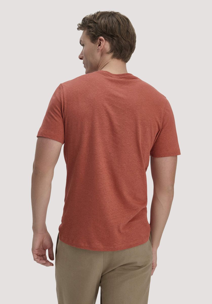 Klassisches Leinenmisch-T-Shirt mit kurzen Ärmeln