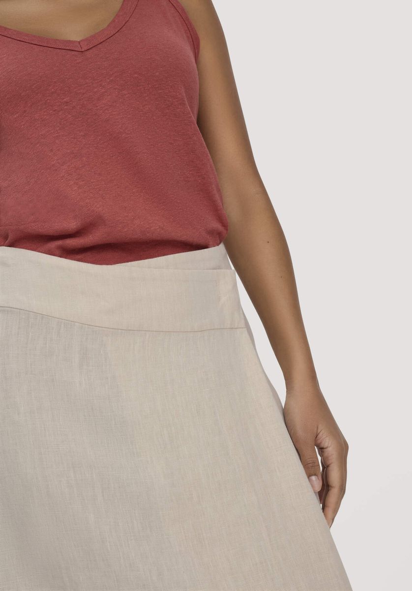 Eleganter A-Linien-Midi-Rock aus Leinen