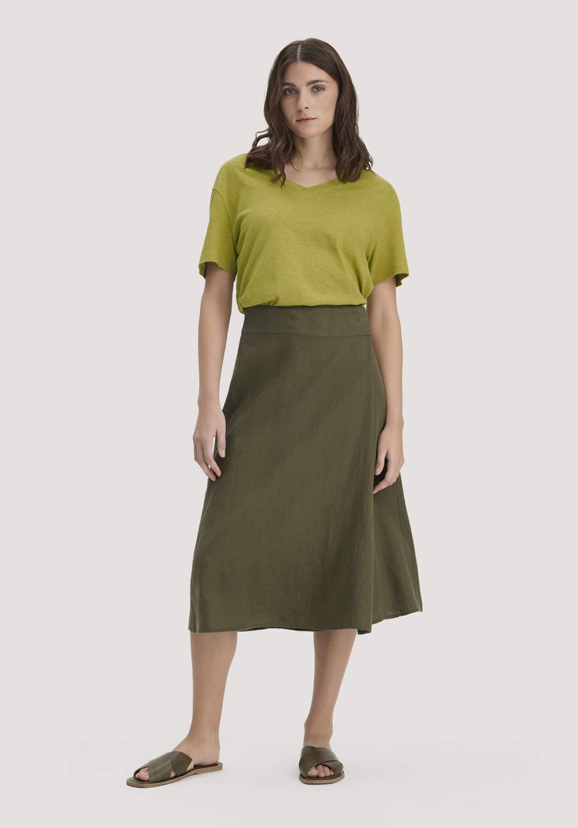 Eleganter A-Linien-Midi-Rock aus Leinen