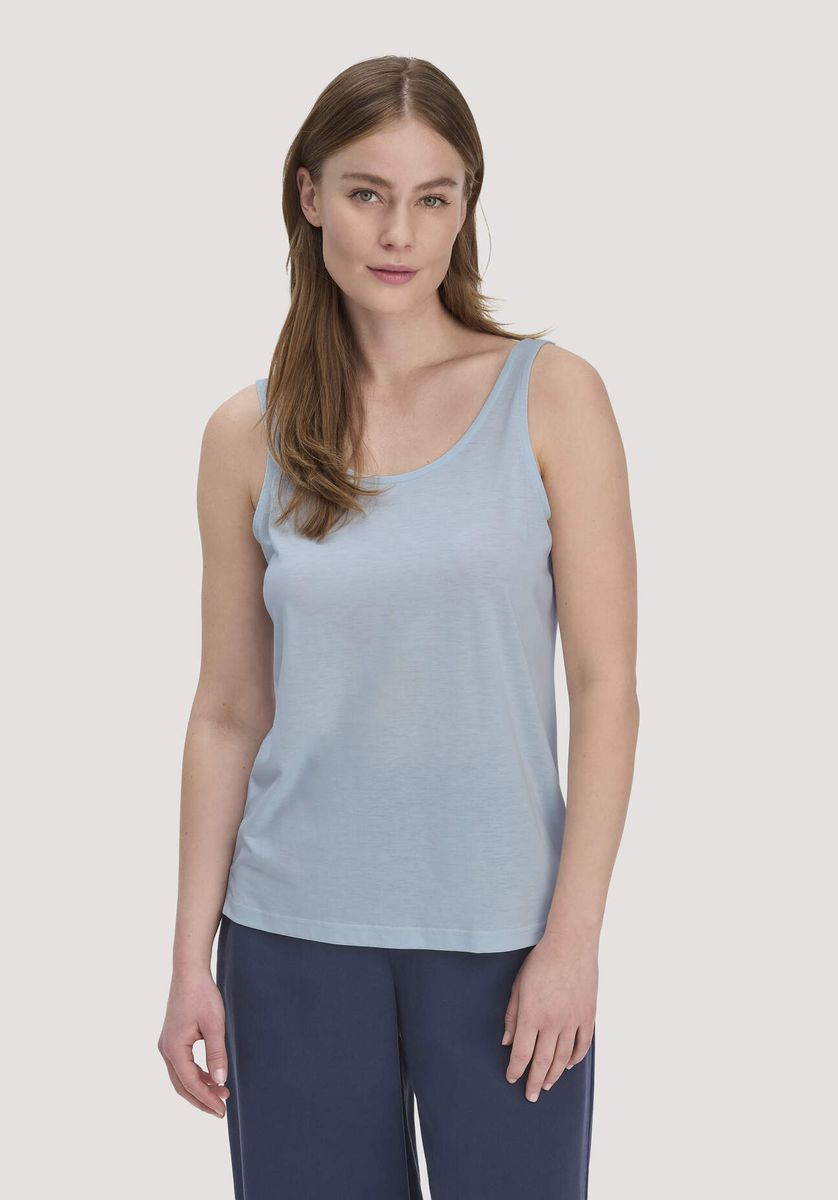 hessnatur Damen Jersey Top Relaxed aus TENCEL™ Lyocell mit Bio-Baumwolle - blau - Größe 34