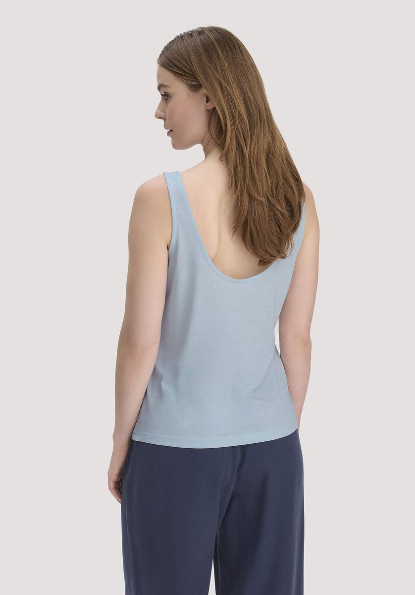 hessnatur Damen Jersey Top Relaxed aus TENCEL™ Lyocell mit Bio-Baumwolle - blau - Größe 34