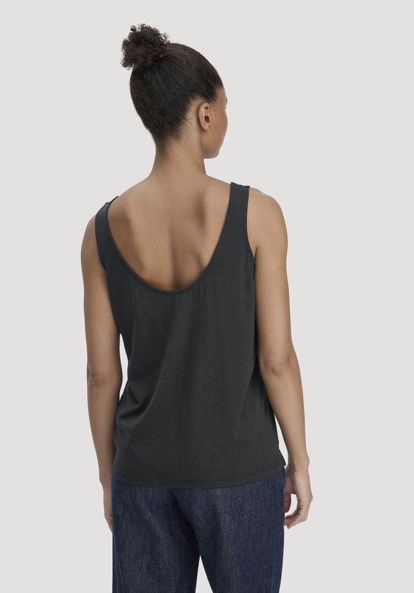 hessnatur Damen Jersey Top Relaxed aus TENCEL™ Lyocell mit Bio-Baumwolle - schwarz - Größe 34