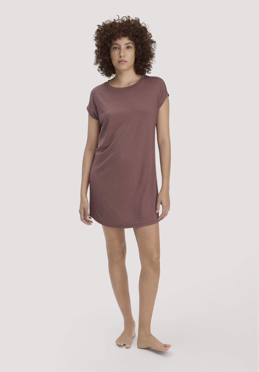 hessnatur Damen Nachthemd Regular PURE FLOW aus TENCEL™ Modal - braun - Größe 34