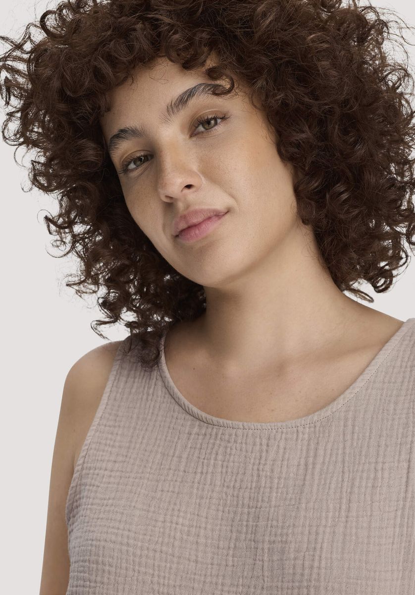 hessnatur Damen Musselin Top PURE COMFORT aus Bio-Baumwolle - beige - Größe 34