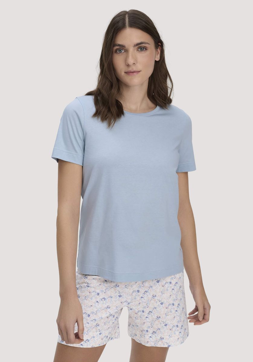 hessnatur Damen Pyjama PURE COTTON aus Bio-Baumwolle - blau - Größe 34