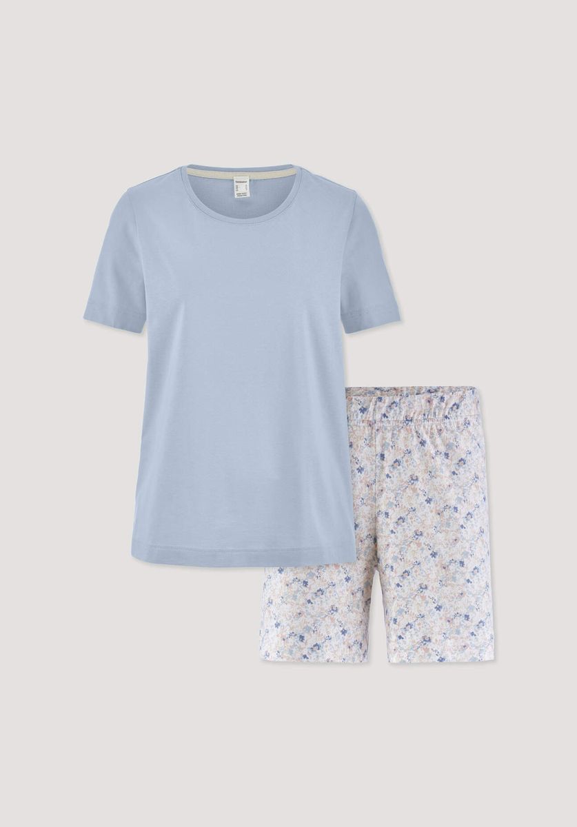 hessnatur Damen Pyjama PURE COTTON aus Bio-Baumwolle - blau - Größe 34