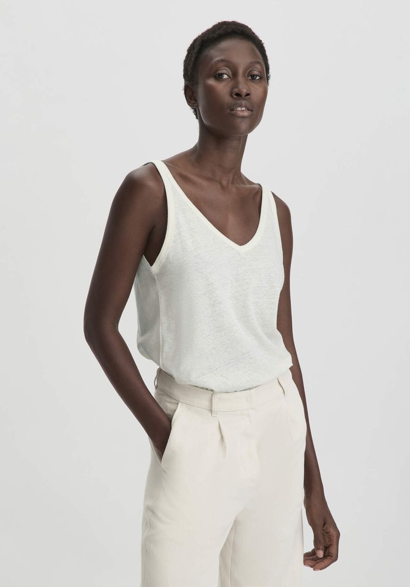 Leinenmischung Tanktop mit V-Ausschnitt