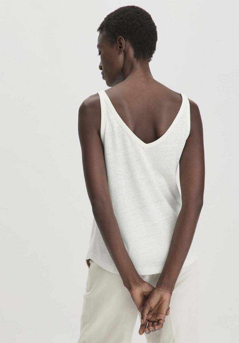 Leinenmischung Tanktop mit V-Ausschnitt