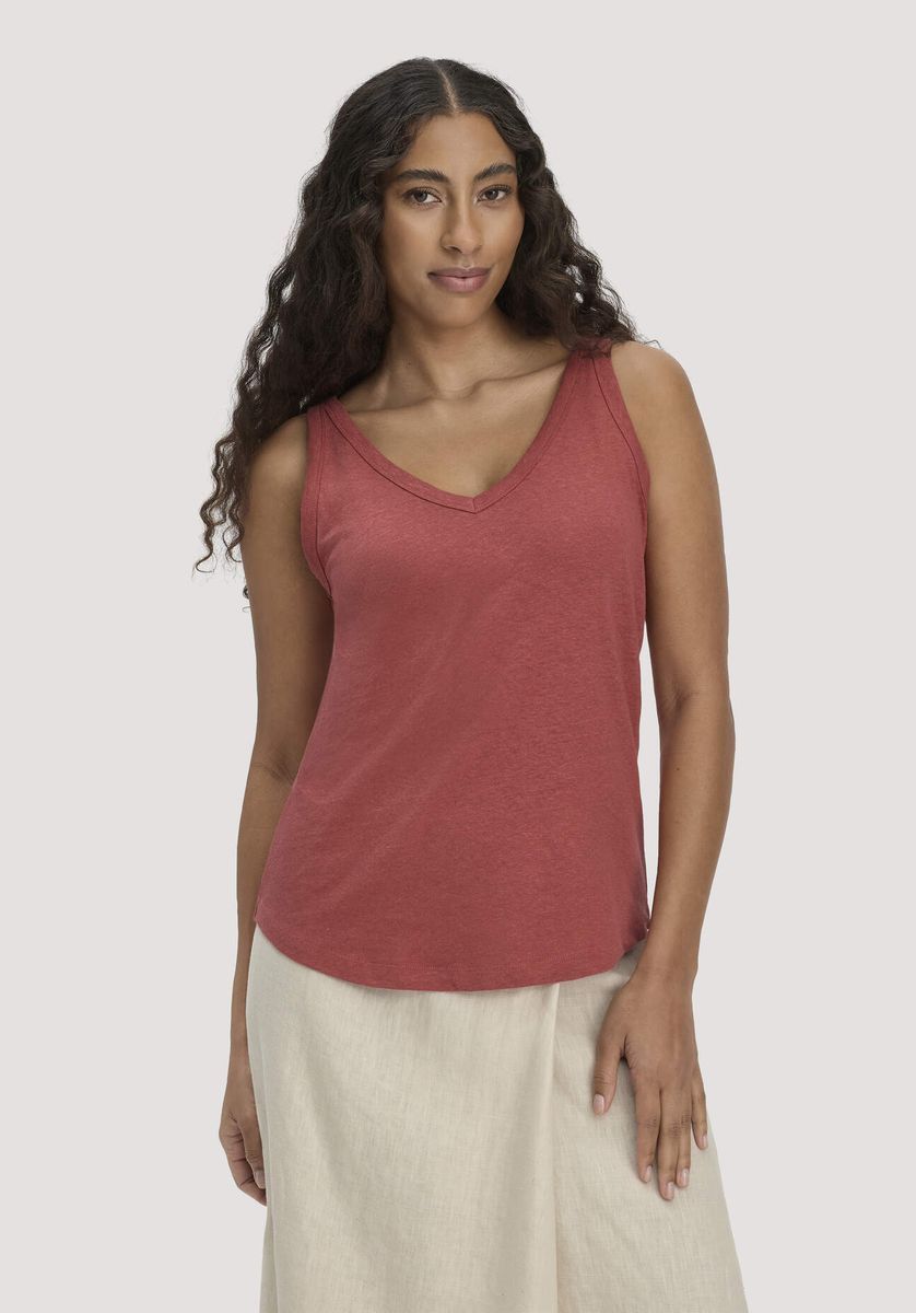 V-Ausschnitt Leinen-Mischgewebe Tank Top