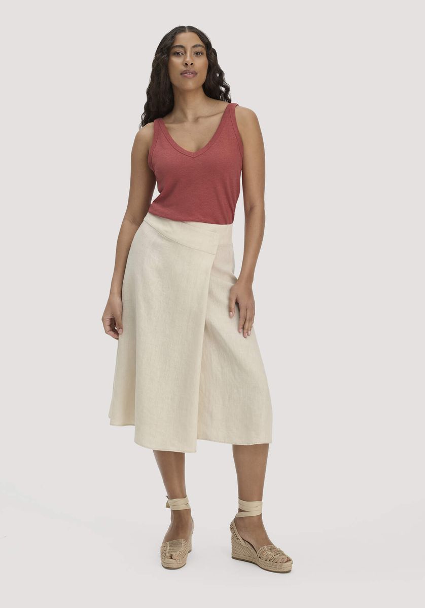 V-Ausschnitt Leinen-Mischgewebe Tank Top