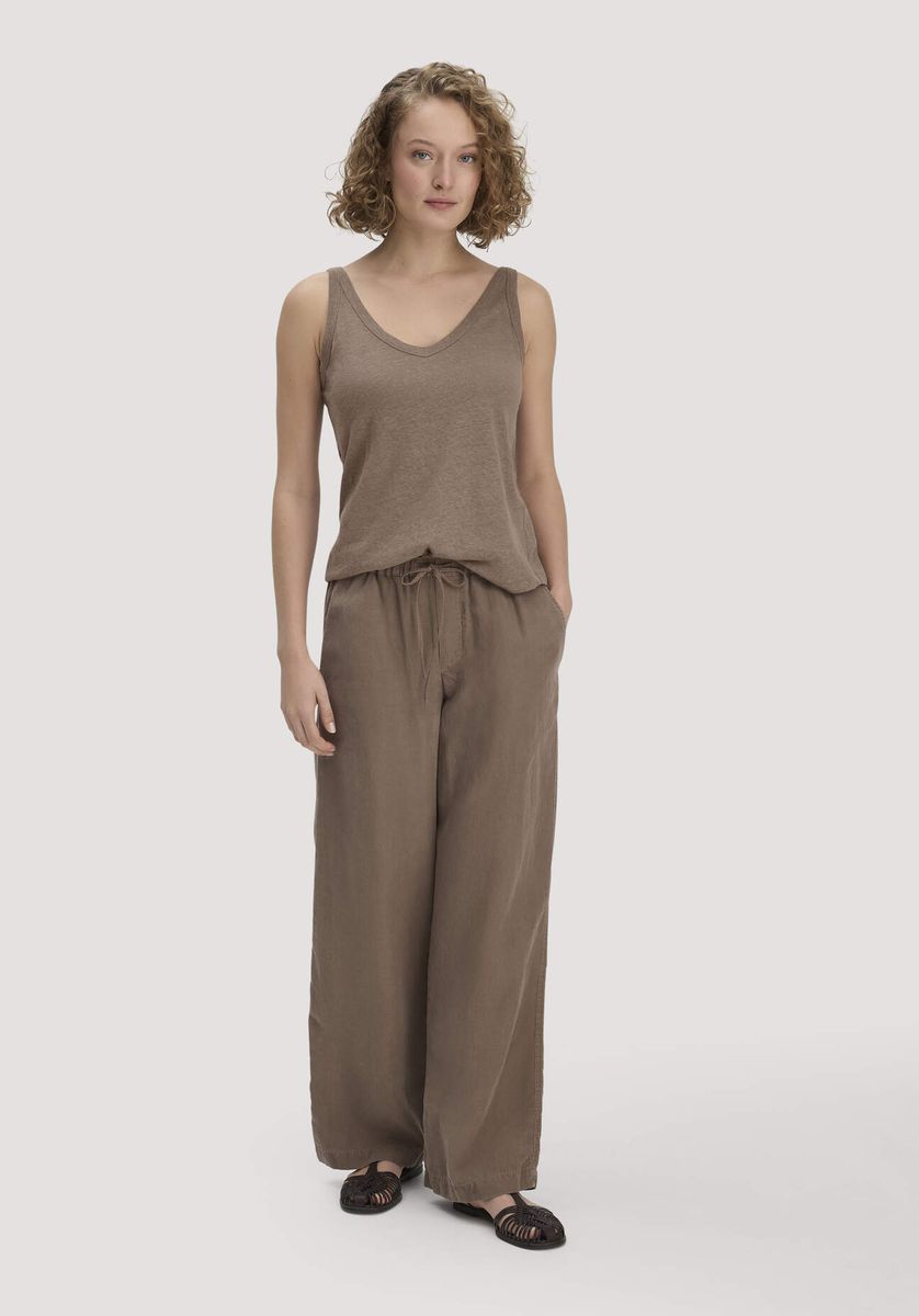 V-Ausschnitt Leinen-Mischgewebe Tank Top