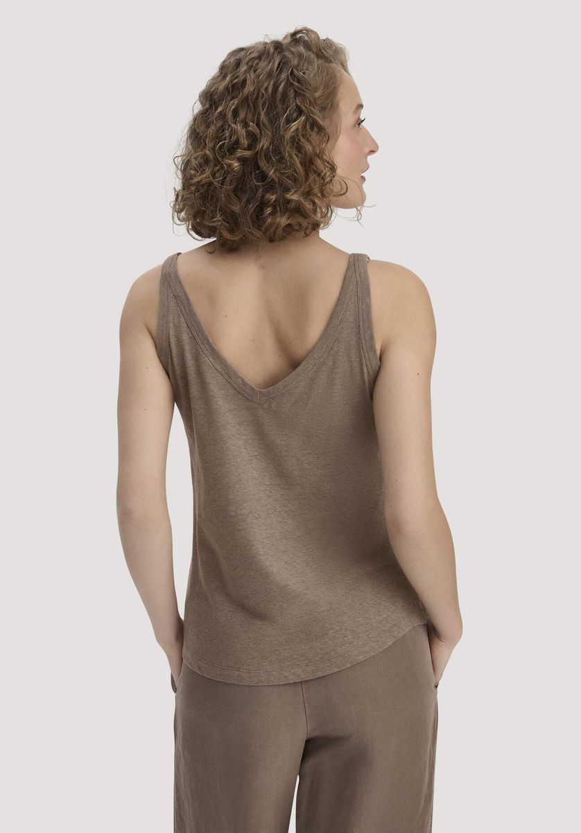 V-Ausschnitt Leinen-Mischgewebe Tank Top
