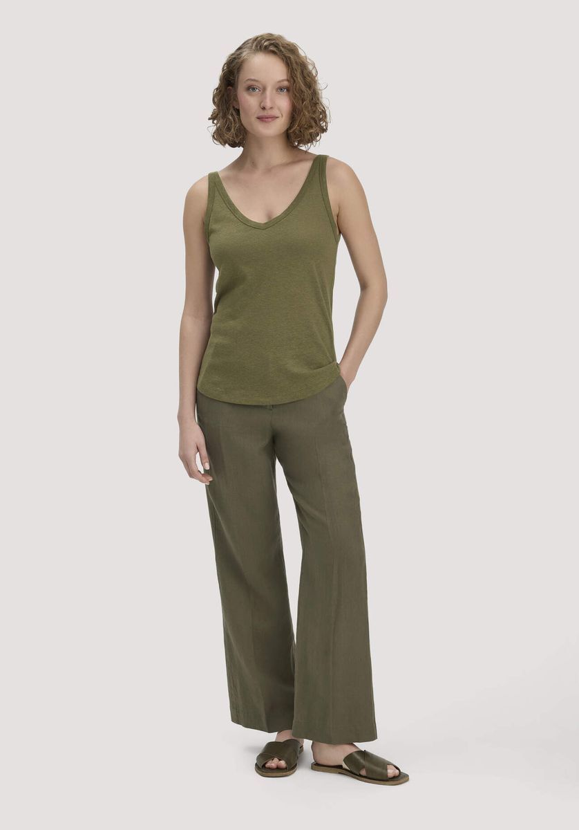 Leinenmischung Tanktop mit V-Ausschnitt