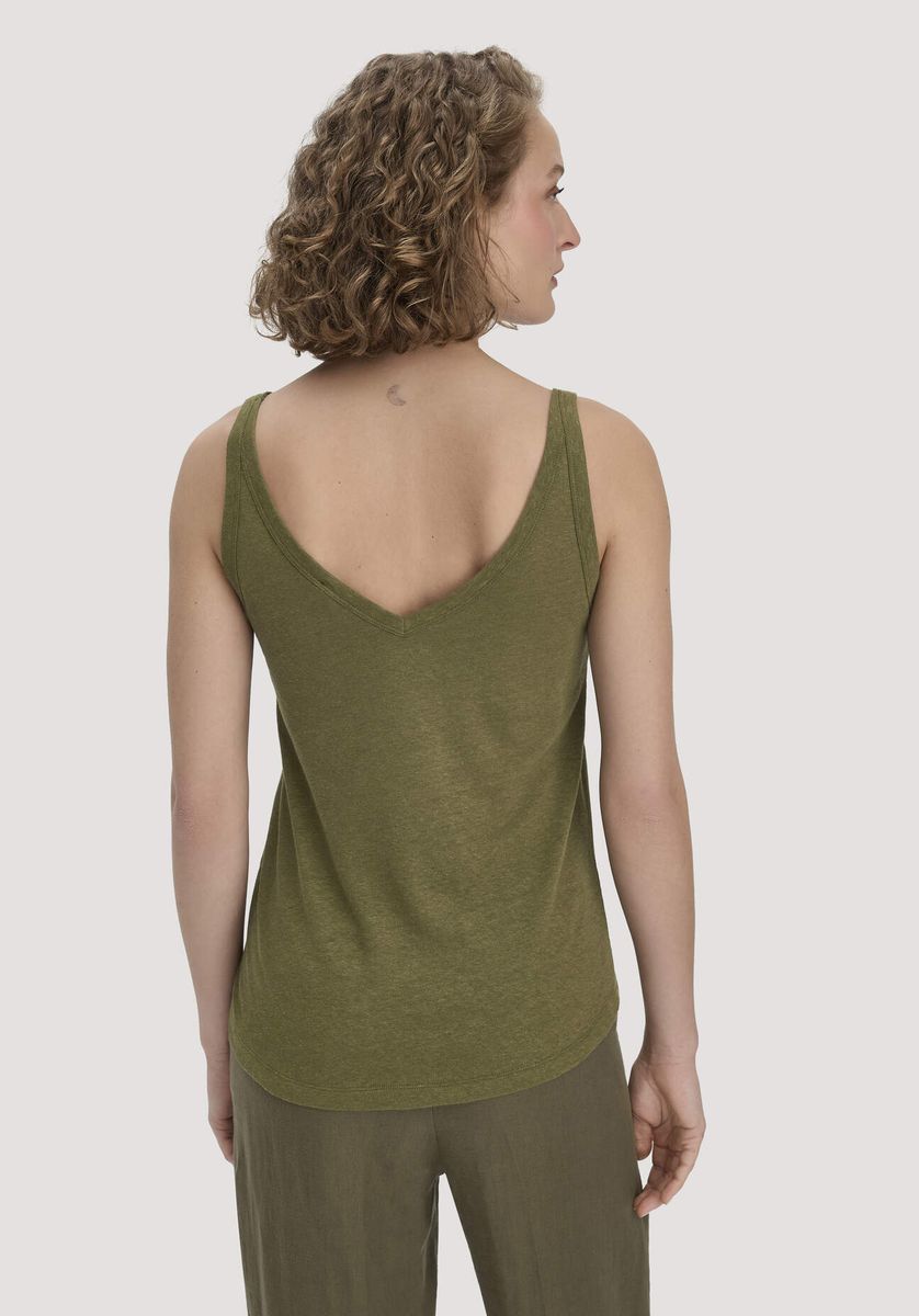 Leinenmischung Tanktop mit V-Ausschnitt