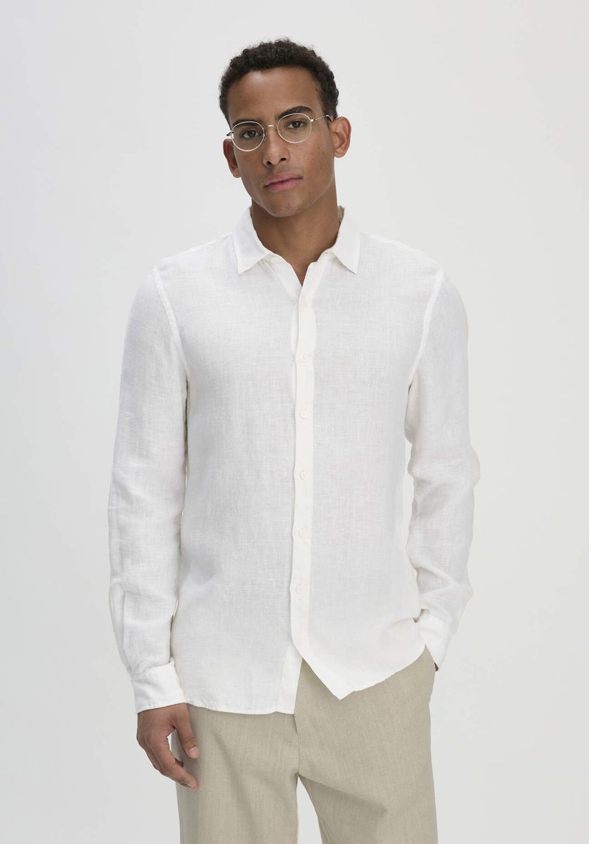 Klassisches Leinenhemd mit Knopfleiste