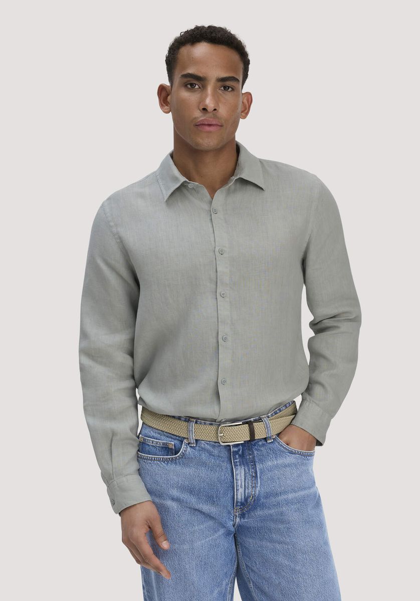 Klassisches Leinenhemd mit Knopfleiste