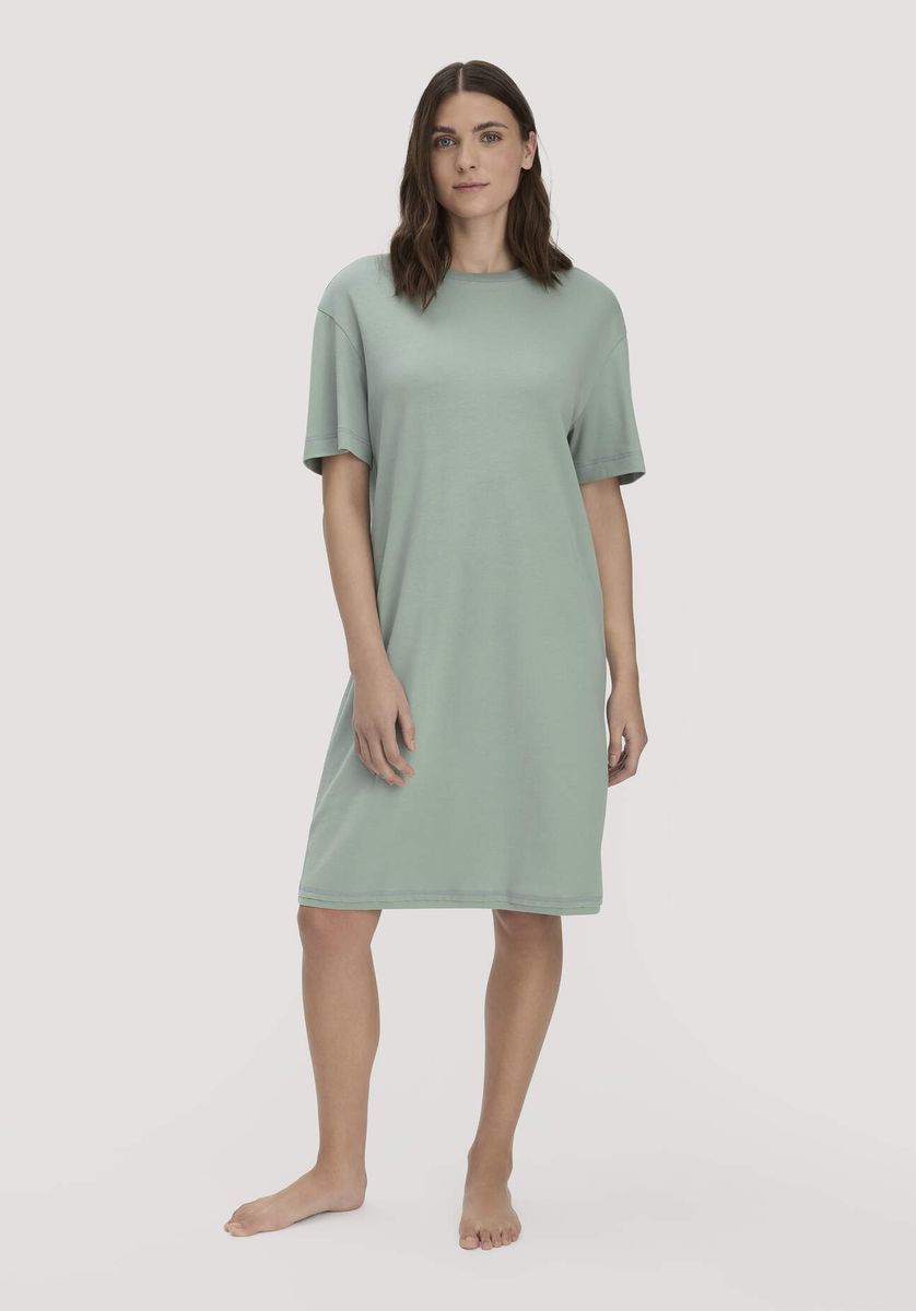 hessnatur Damen Nachthemd PURE COTTON aus Bio-Baumwolle - grün - Größe 34