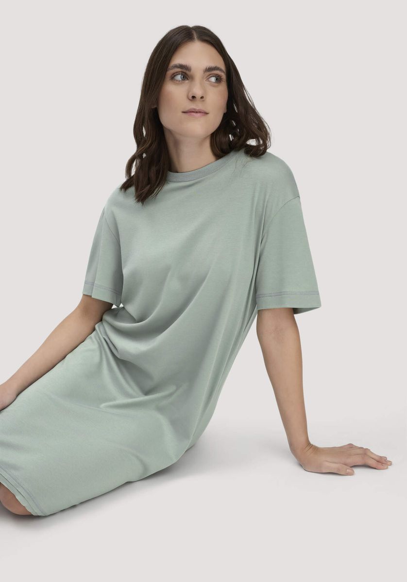 hessnatur Damen Nachthemd PURE COTTON aus Bio-Baumwolle - grün - Größe 34
