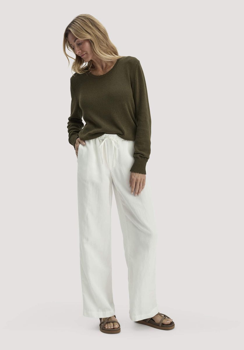 Hose mit weitem Bein aus Leinenmischung