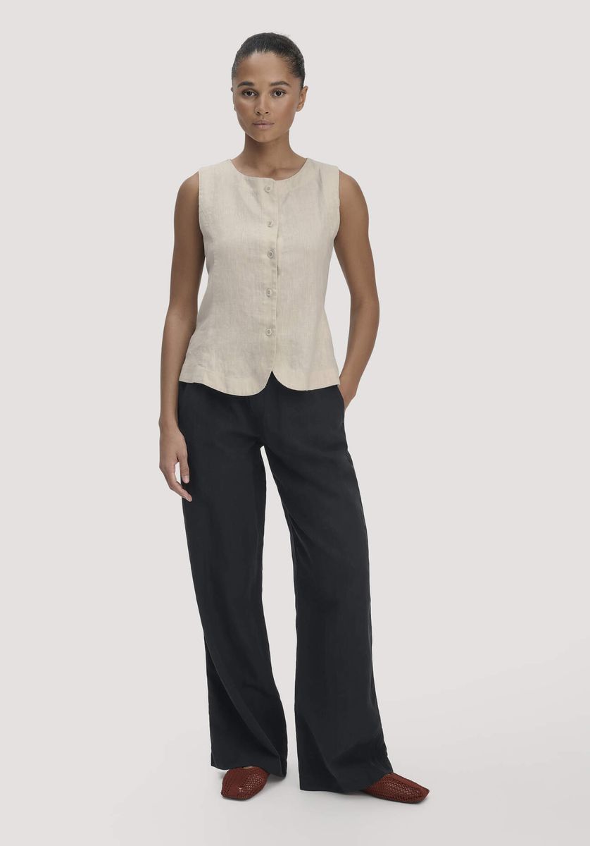 Weite Hose aus Leinenmischgewebe