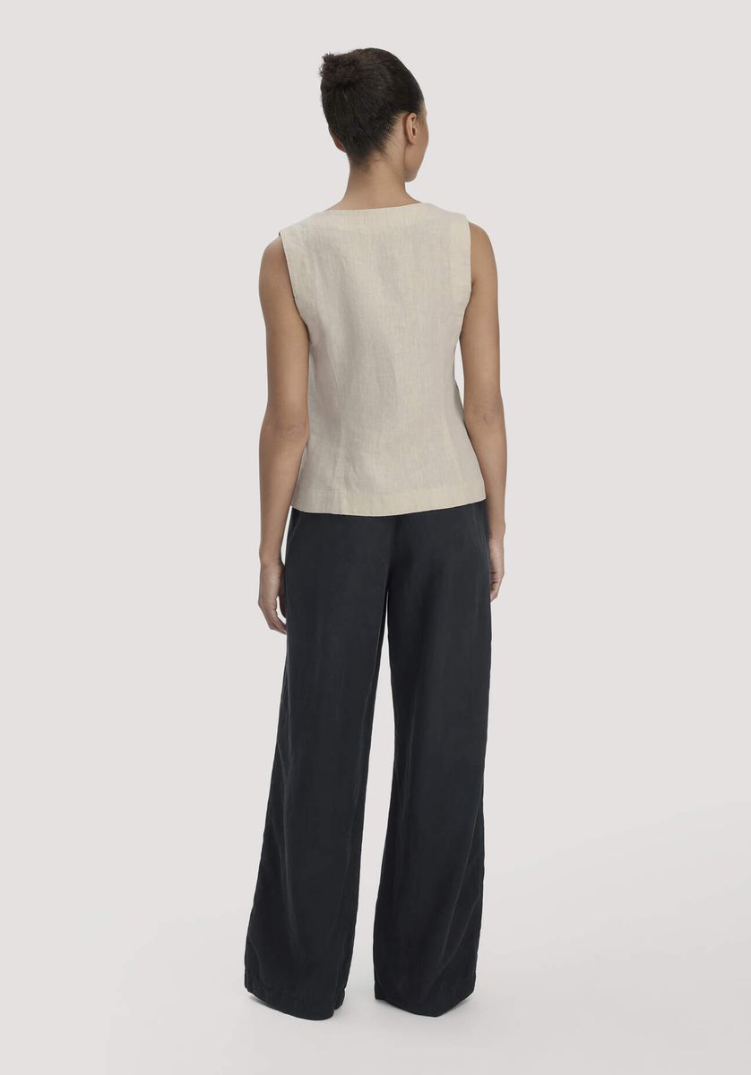 Weite Hose aus Leinenmischgewebe