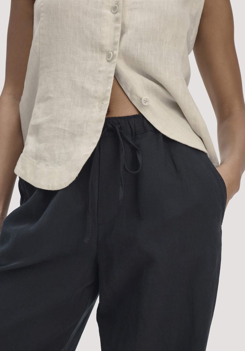 Weite Hose aus Leinenmischgewebe