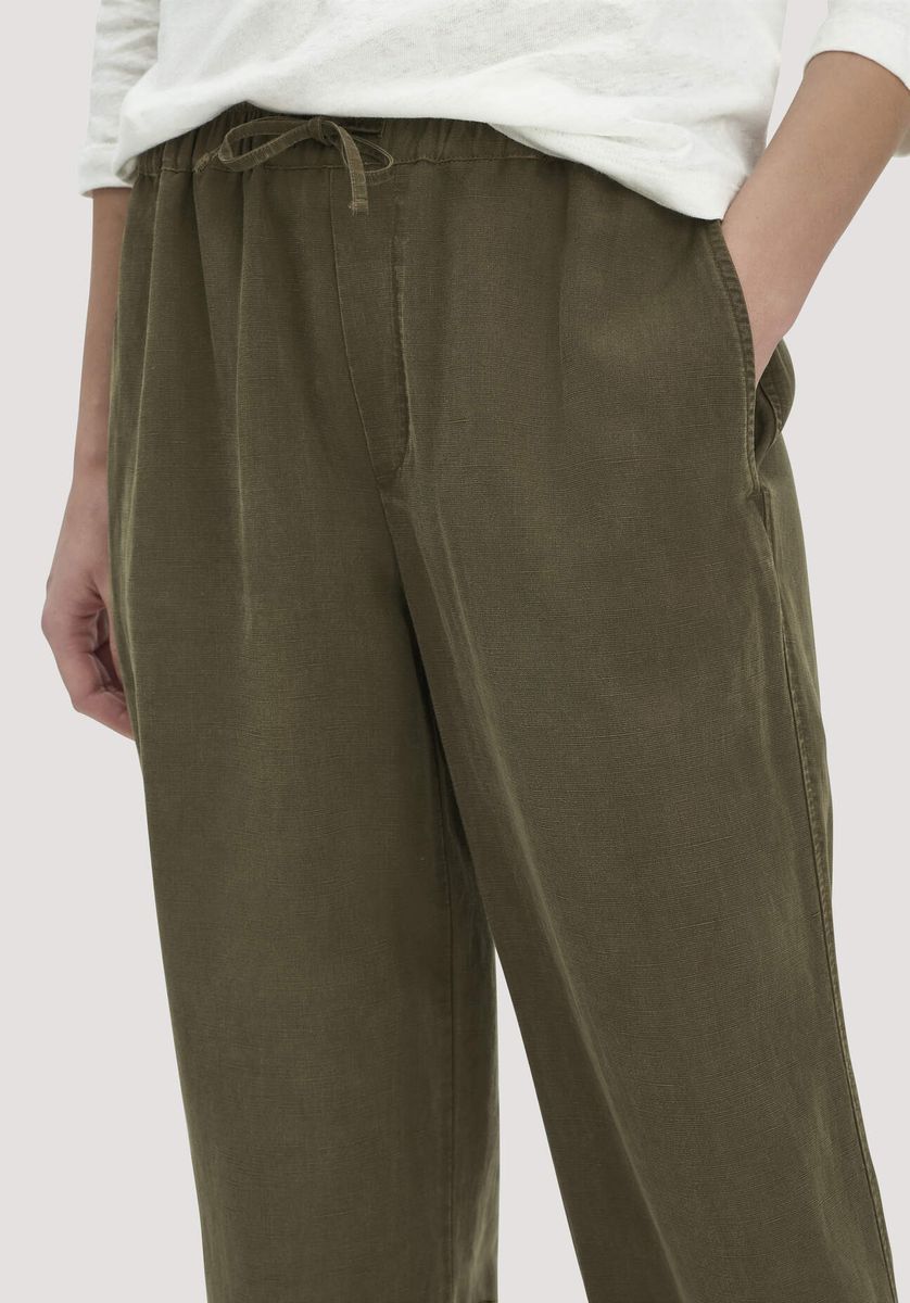 Weite Hose aus Leinenmischgewebe